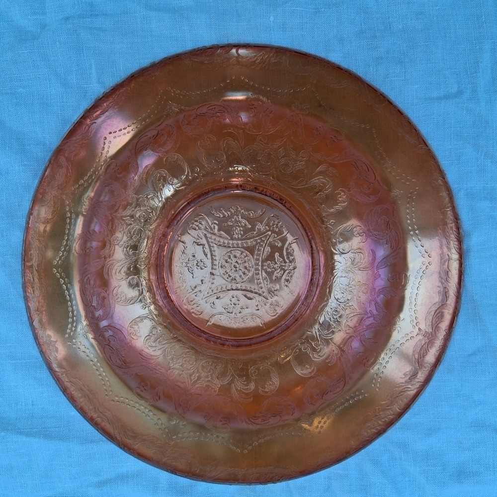 Federal Glass Madrid Marigold Iridescent Console Bowl 11" Vintage 1930s
